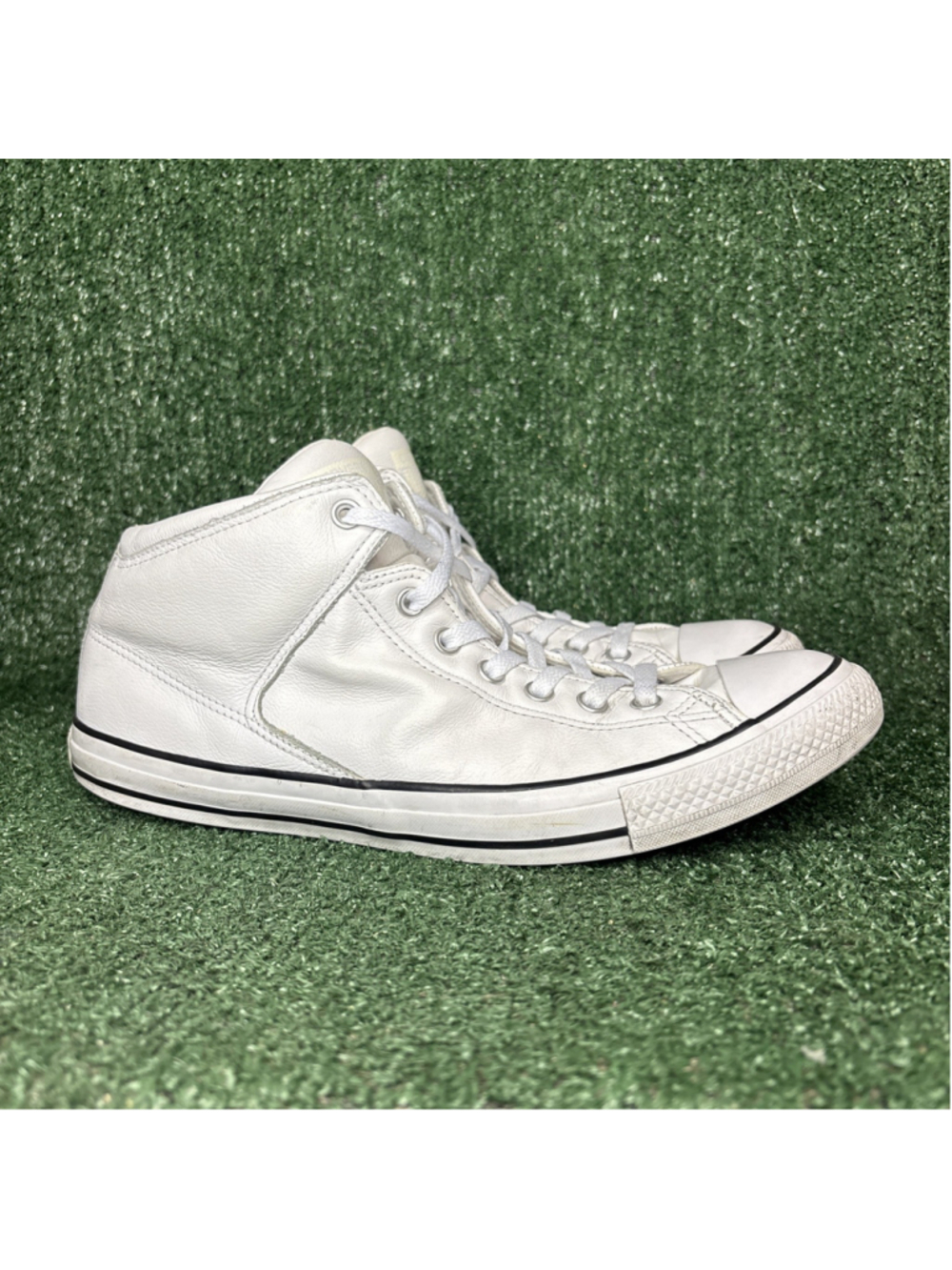 Converse White Leather High Top Mens Sneakers Athletic Shoes No Insoles Size 12‎